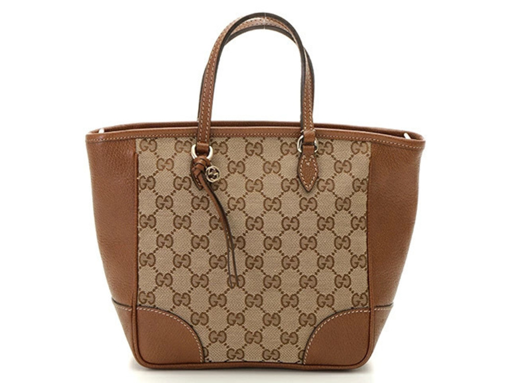 Gucci Bree Tote Bag Beige Cream Canvas Calfskin